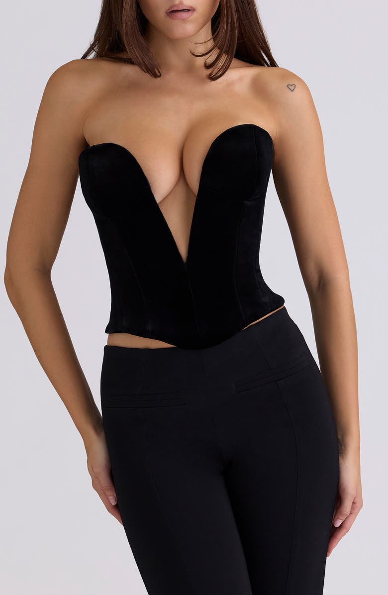 HOUSE OF CB Vienne Plunge Neck Stretch Velvet Corset, Alternate, color,