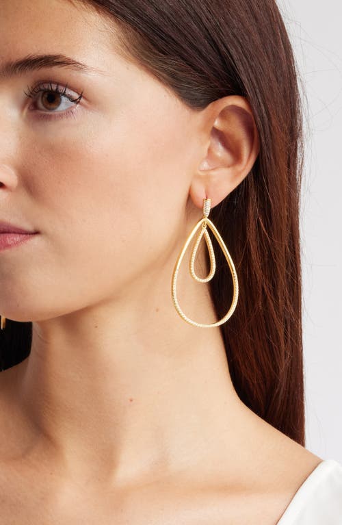 Nordstrom Cubic Zirconia Double Teardrop Earrings In Clear- Gold