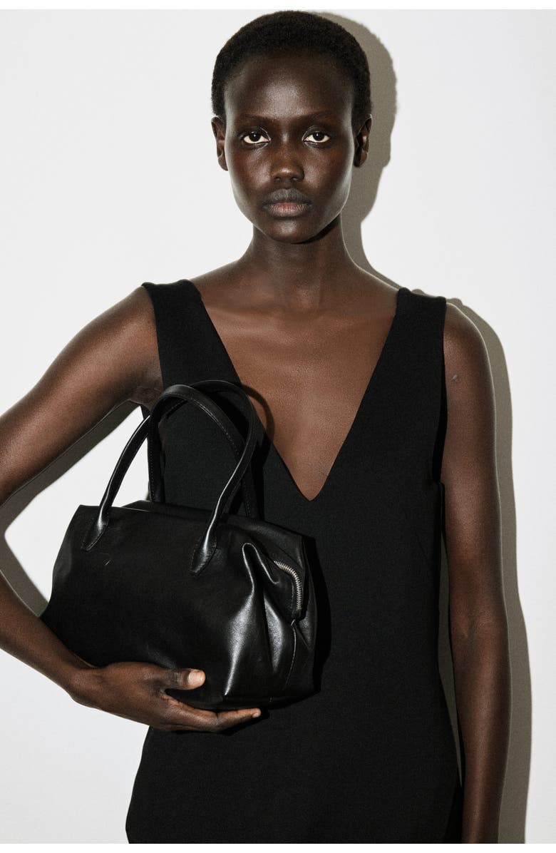 COS V-Neck Wrapped Midi Dress, Alternate, color, Black