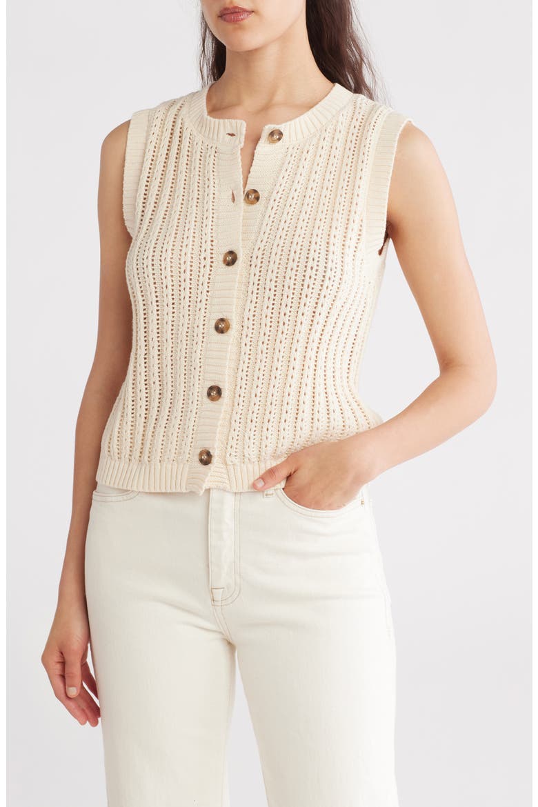 Cotton Sweater Vest, Main, color, OATMEAL