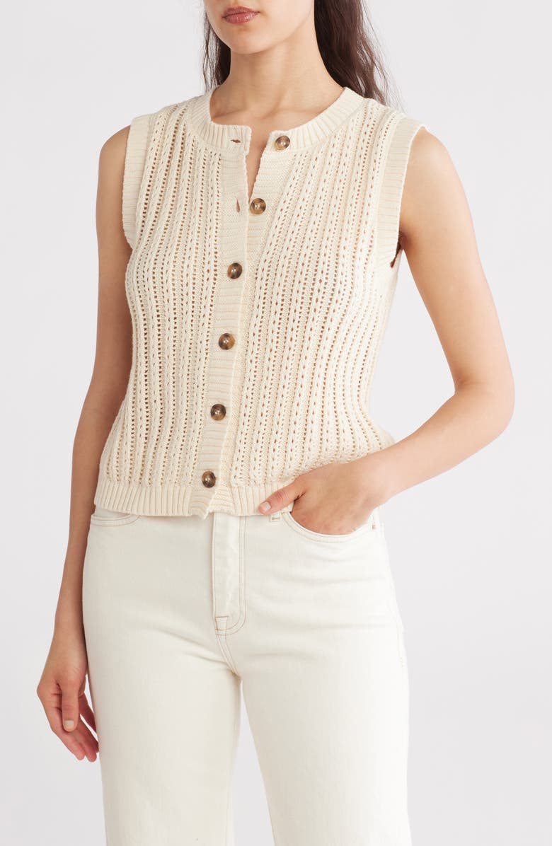 Blu Pepper Cotton Sweater Vest, Main, color, Oatmeal