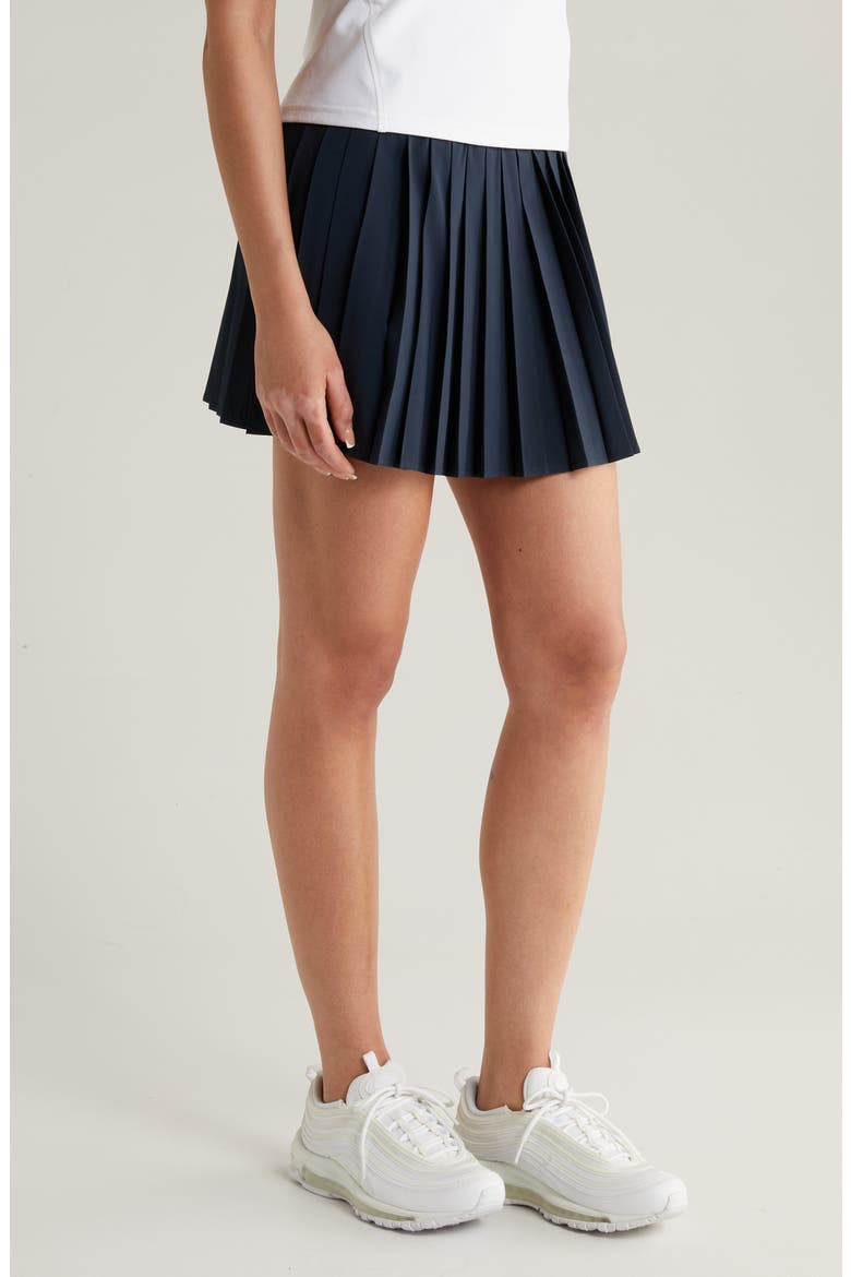 Pleated Tennis Skirt with Shorts, Alternate, color, NAVY SAPPHIRE