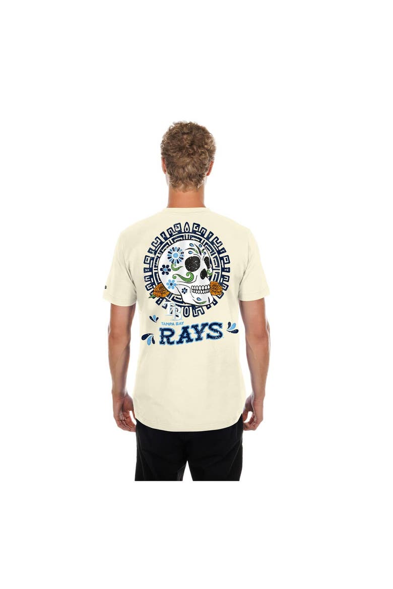 Men's New Era Natural Tampa Bay Rays Dia de los Muertos Sugar Skull T-Shirt, Alternate, color, Natural