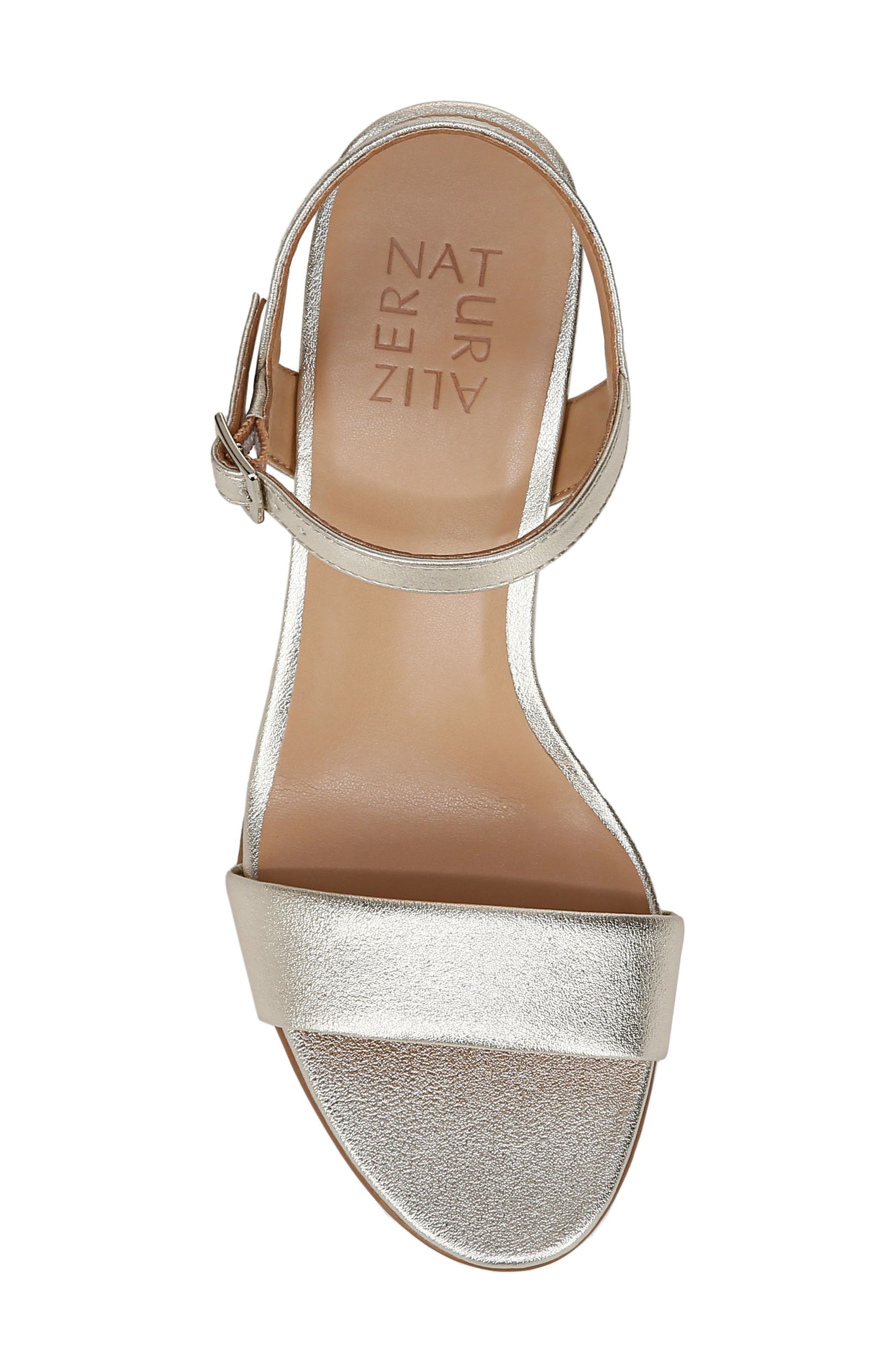 Naturalizer Bristol Block Heel Ankle Strap Sandal, Alternate, color, Champagne Gold Faux Leather