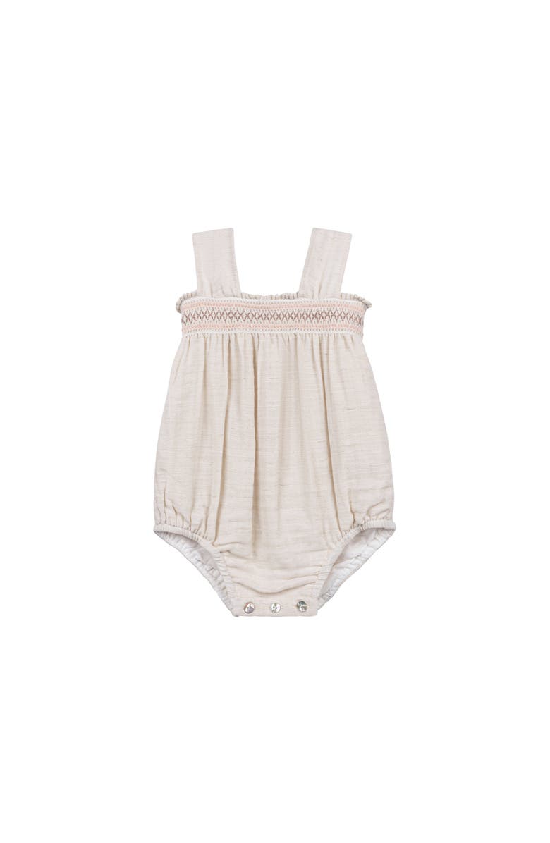 Ely's & Co. Looms Stitch Collection - Smocked Linen Romper, Main, color, Natural