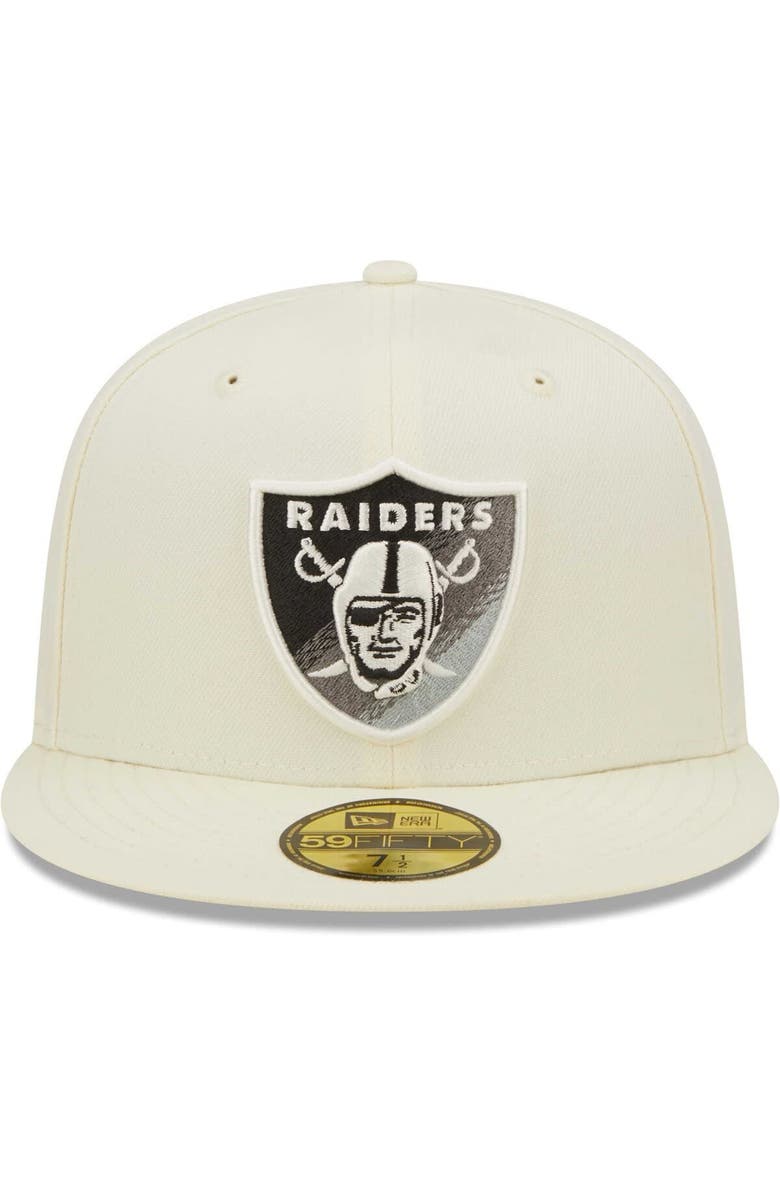 New Era Men's New Era Cream Las Vegas Raiders Chrome Color Dim 59FIFTY Fitted Hat, Alternate, color, 