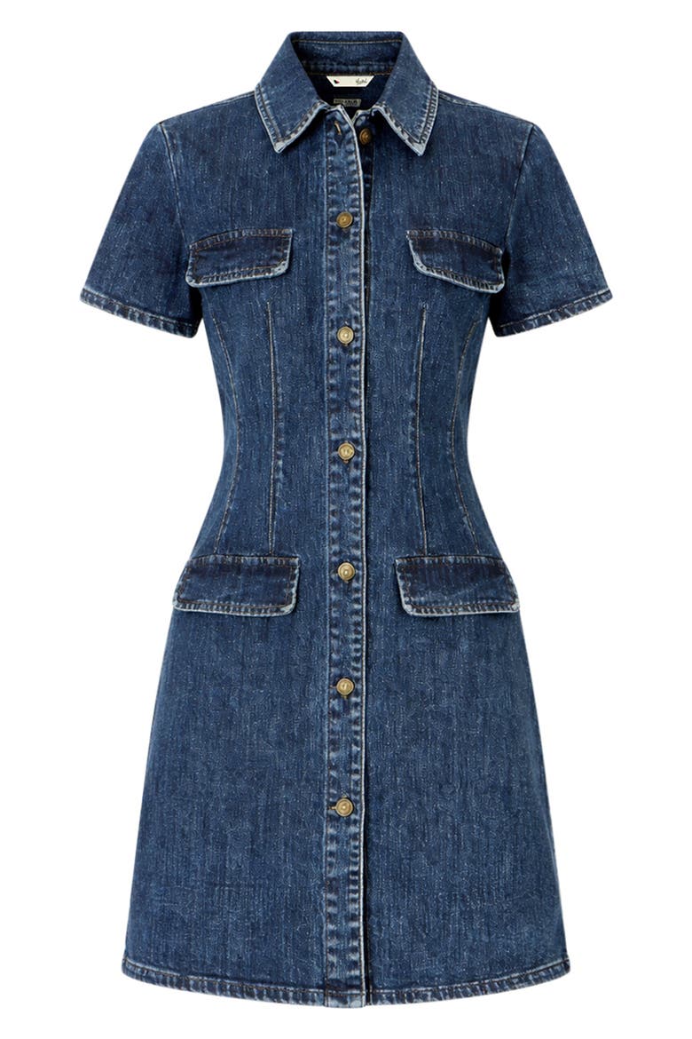 Denim Stretch Shirt Dress, Alternate, color, Blue