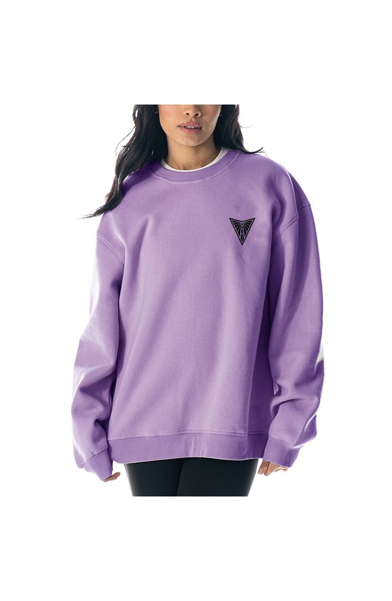 THE WILD COLLECTIVE Unisex The Wild Collective Violet Golden State Valkyries Dye Fleece Pullover Crew Sweatshirt, Main, color, Violet