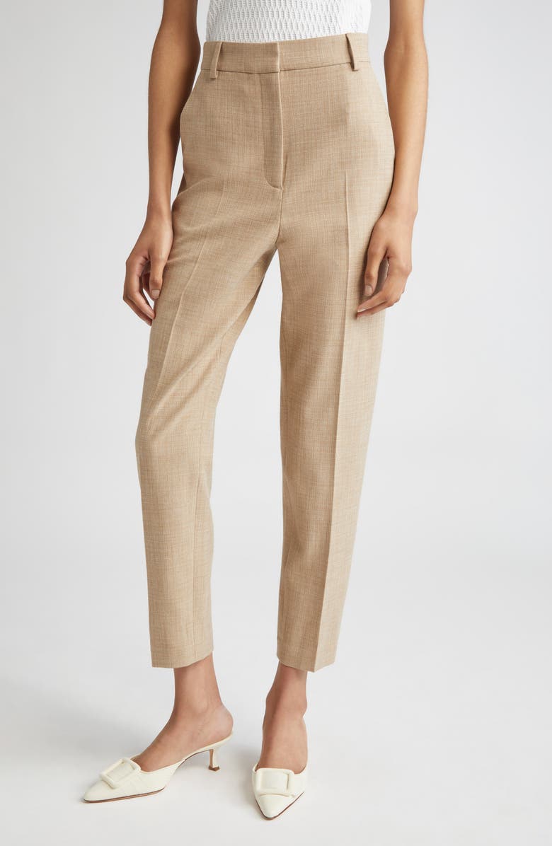 ST. JOHN Heathered Stretch Suiting Ankle Pants, Main, color, Acorn/ Haze Gray Multi