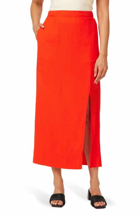 Linen Blend Pull-On Pencil Skirt