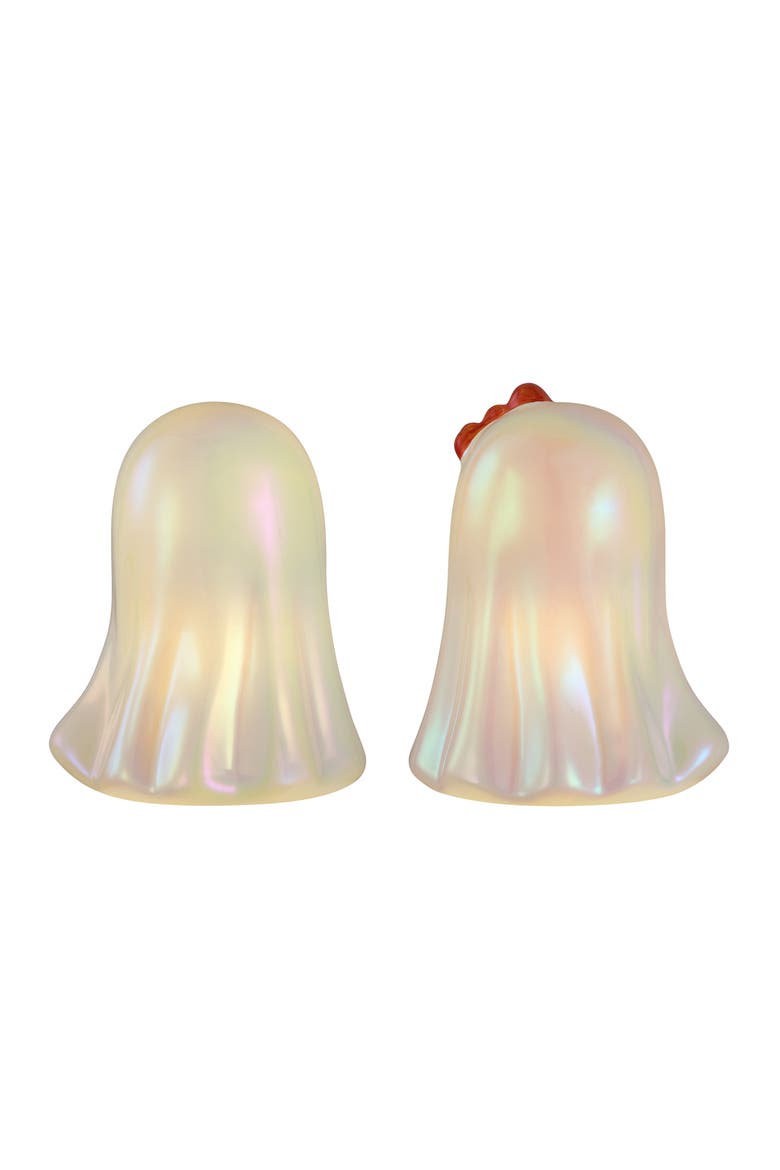 Set of 2 Mini Pearlized Glass Ghost Couple, Alternate, color, White