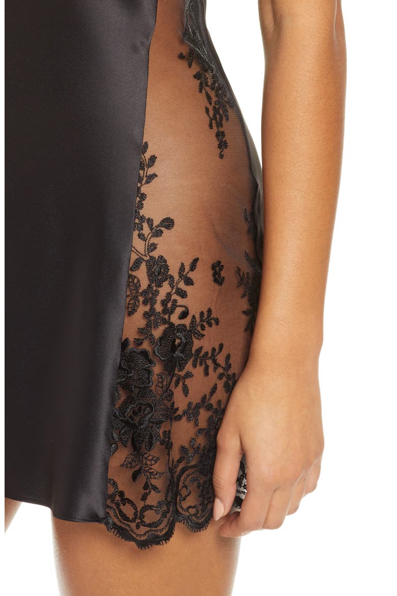 Darling Lace Trim Chemise, Alternate, color, BLACK