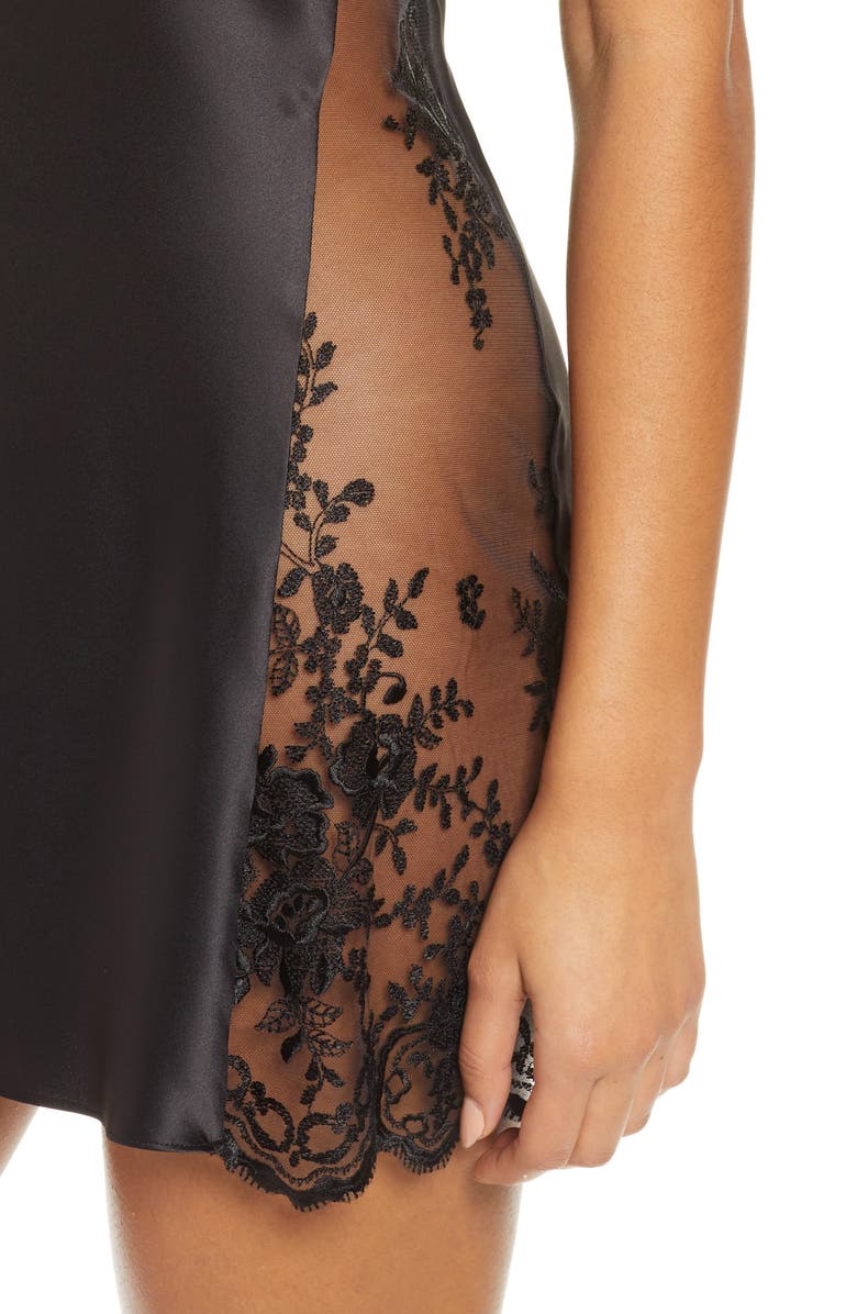 Rya Collection Darling Lace Trim Chemise, Alternate, color, Black