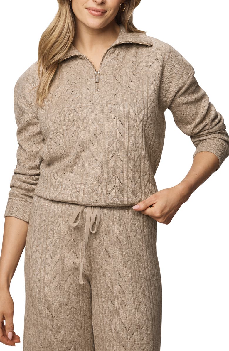 Splendid Sweatersoft Quarter Zip Pullover, Main, color, Light Cedar Htr