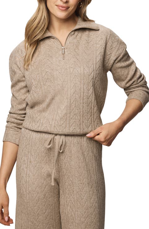 Pointelle Half Zip Pullover