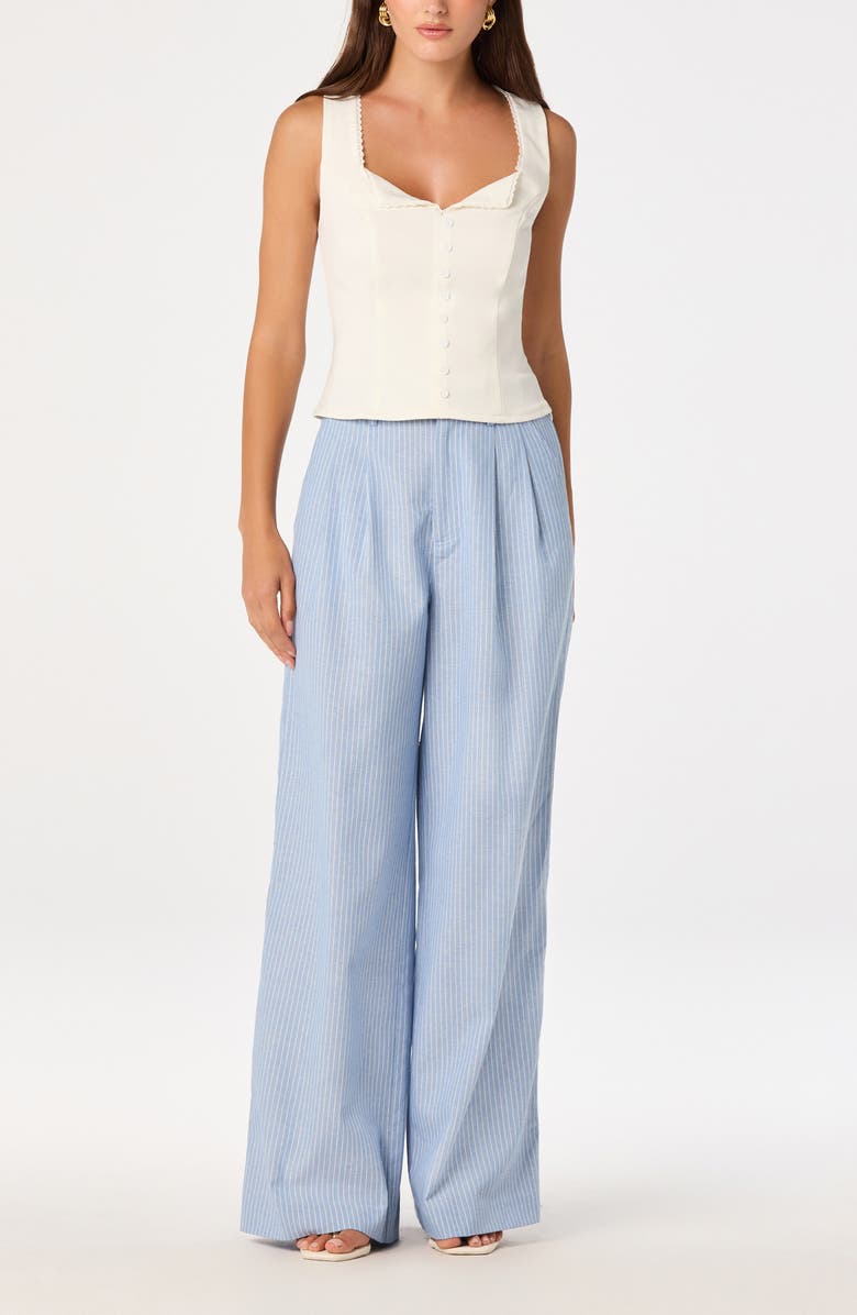 ASTR the Label Linsey Pinstripe Wide Leg Cotton & Linen Pants, Alternate, color, Blue Stripe