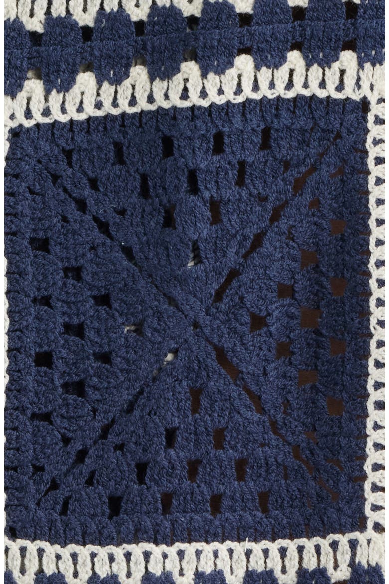 Tejer Crochet Camp Shirt, Alternate, color, NAVY
