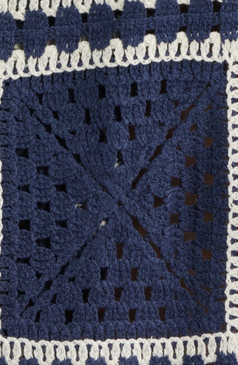 CHÉ Tejer Crochet Camp Shirt, Alternate, color, Navy
