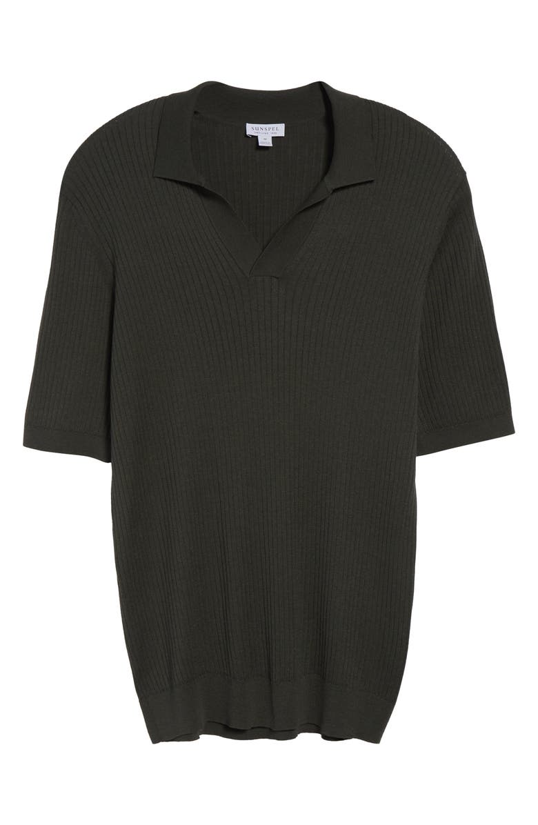 Sunspel Fine Rib Silk & Cotton Polo, Alternate, color, Dusk Green