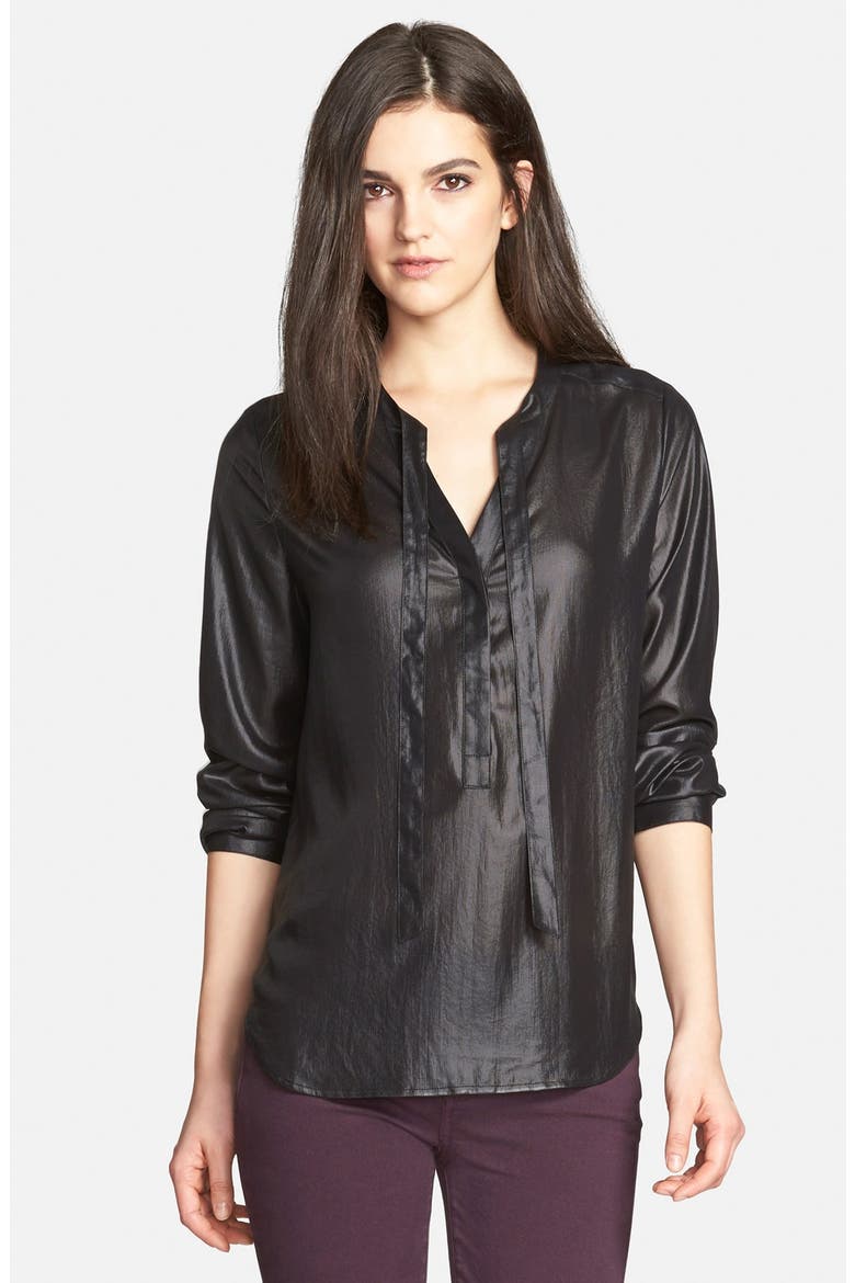 Neck Tie Blouse, Main, color, BLACK