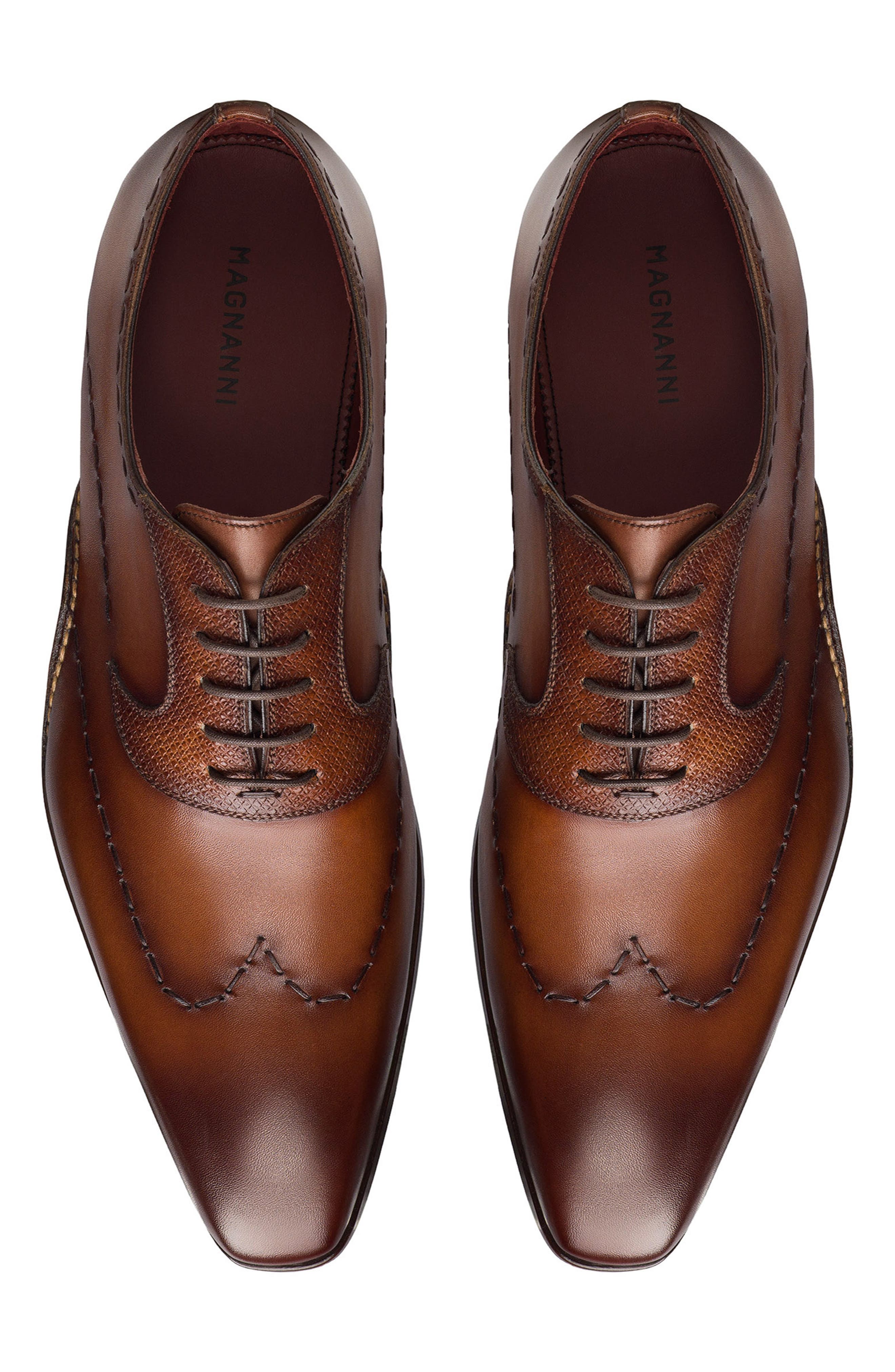 Magnanni Bowden Wingtip Derby, Alternate, color, Cognac
