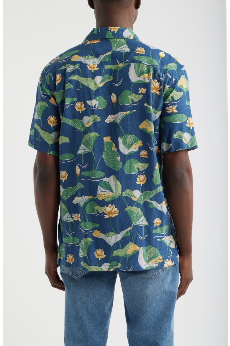Floral Cotton Camp Shirt, Alternate, color, LILY PAD BLUE