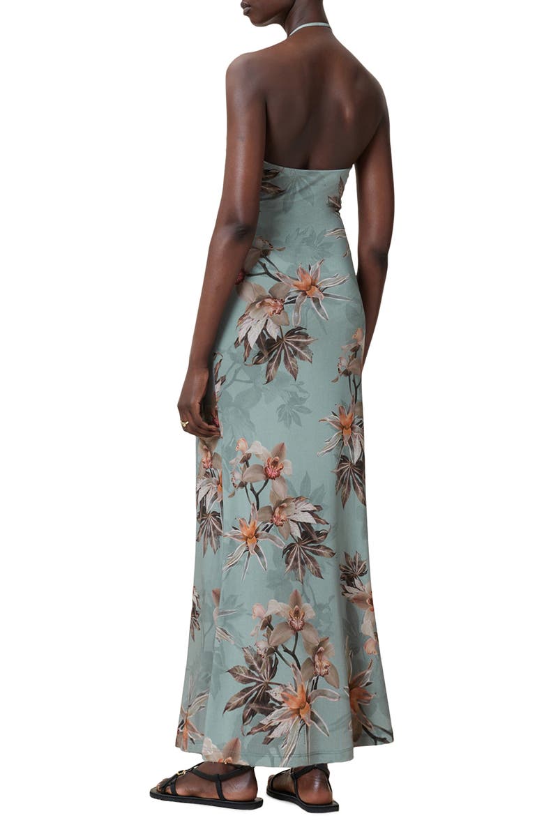 AllSaints Celia Cutout Halter Maxi Dress, Alternate, color, Adena Dusty Blue