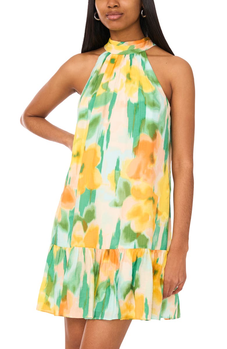 Halogen<sup>®</sup> Floral High Neck Minidress, Alternate, color, Beach Glass