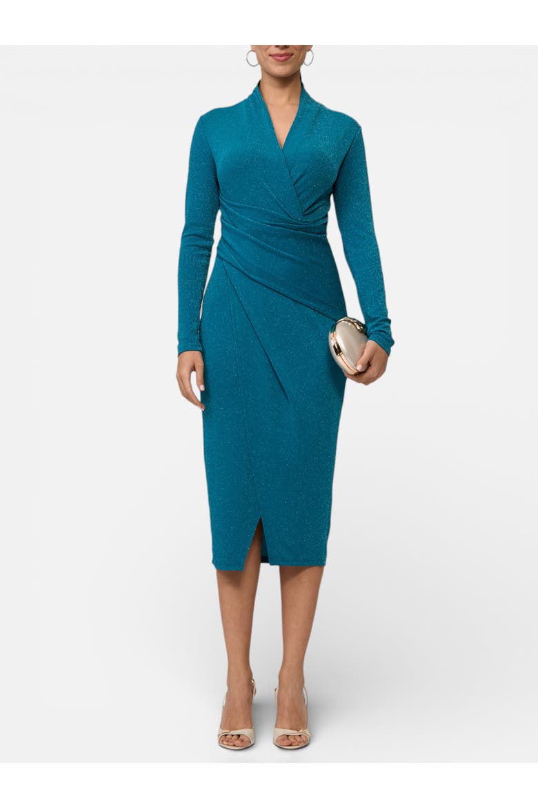 Bret Wrap Front Midi Dress, Alternate, color, Dark Teal