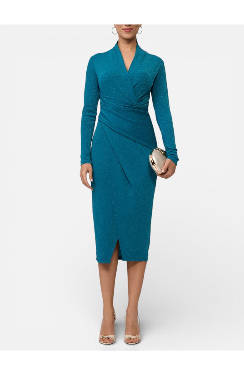 RACHEL Rachel Roy Bret Wrap Front Midi Dress, Alternate, color, Dark Teal