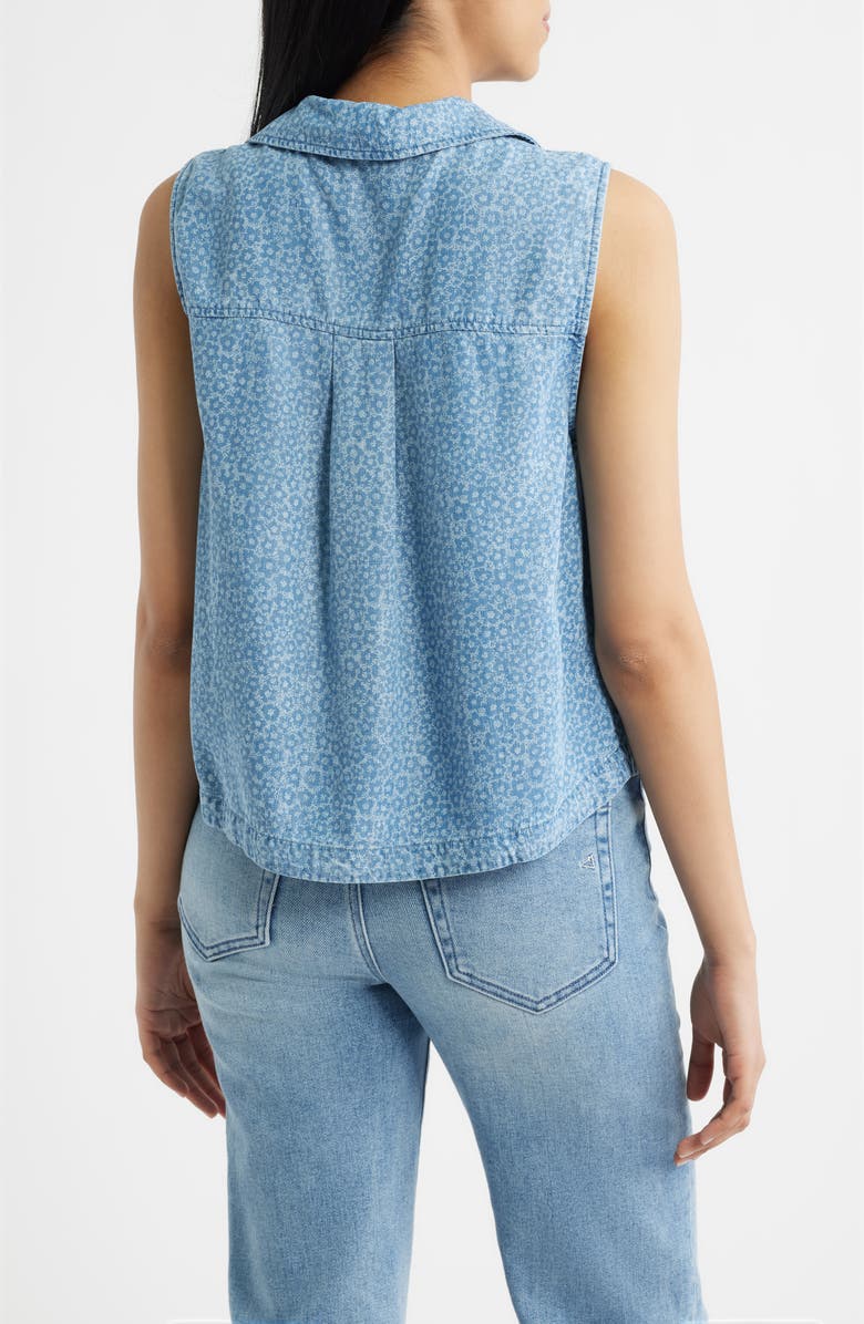 Cloth & Stone Print Johnny Collar Top, Alternate, color, Denim Flower