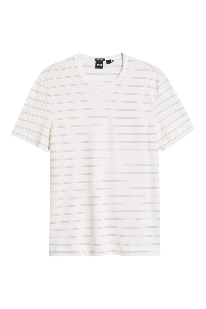 Taut Stripe Linen & Cotton T-Shirt, Alternate, color, NATURAL