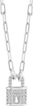 EFFY Sterling Silver Diamond Padlock Pendant Necklace - 0.14 ctw