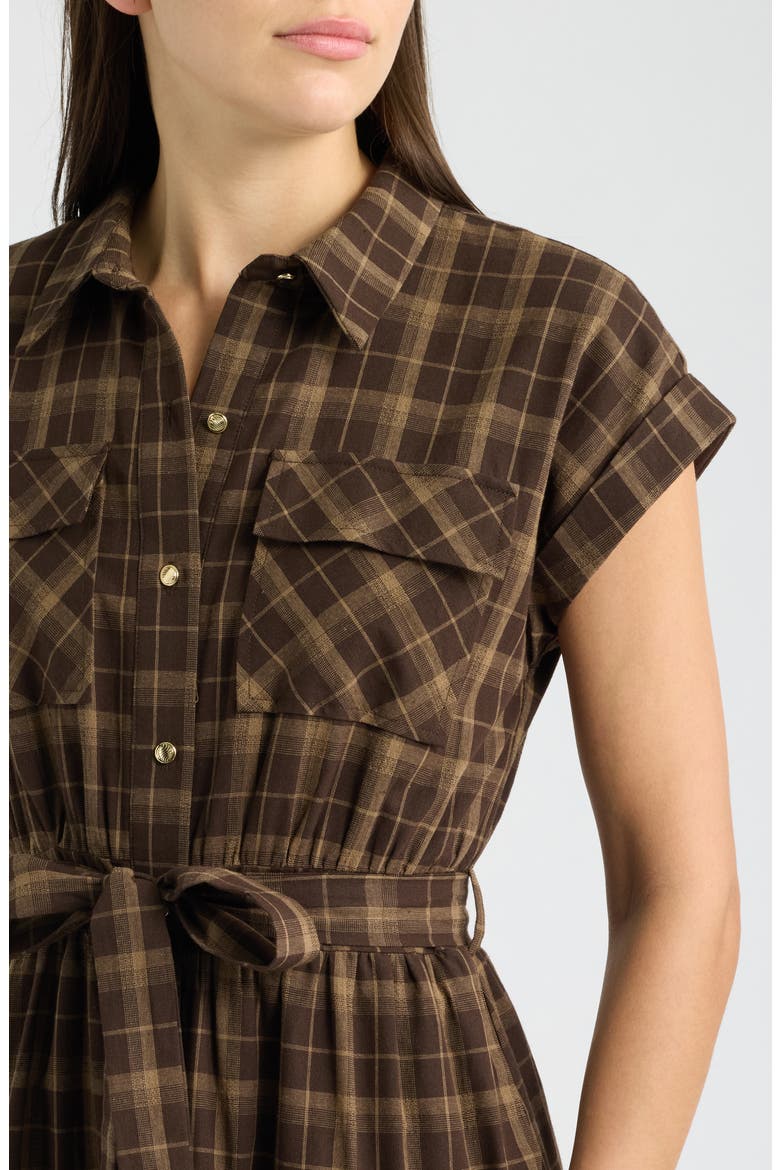 Plaid Maxi Shirtdress, Alternate, color, BROWN PLAID