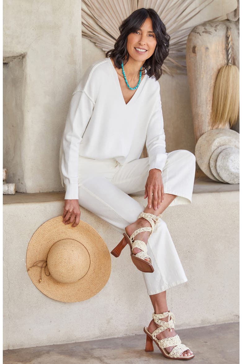 V-Neck Sweater, Alternate, color, OFF WHITE