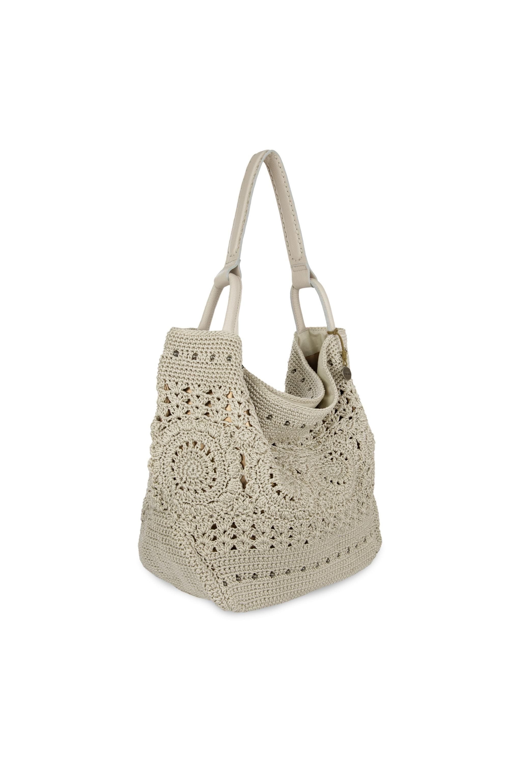 Los Feliz Large Tote Hand Crochet Bag, Alternate, color, Natural Medallion