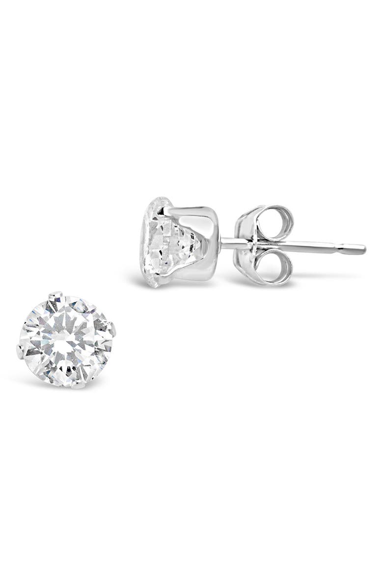 Sterling Forever Sterling Silver Round Cubic Zirconia Stud Earrings, Alternate, color,