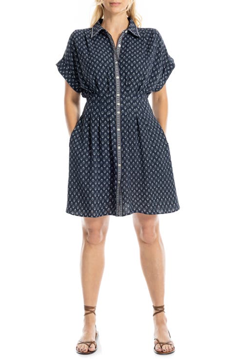 Printed Short Sleeve Shirtdress