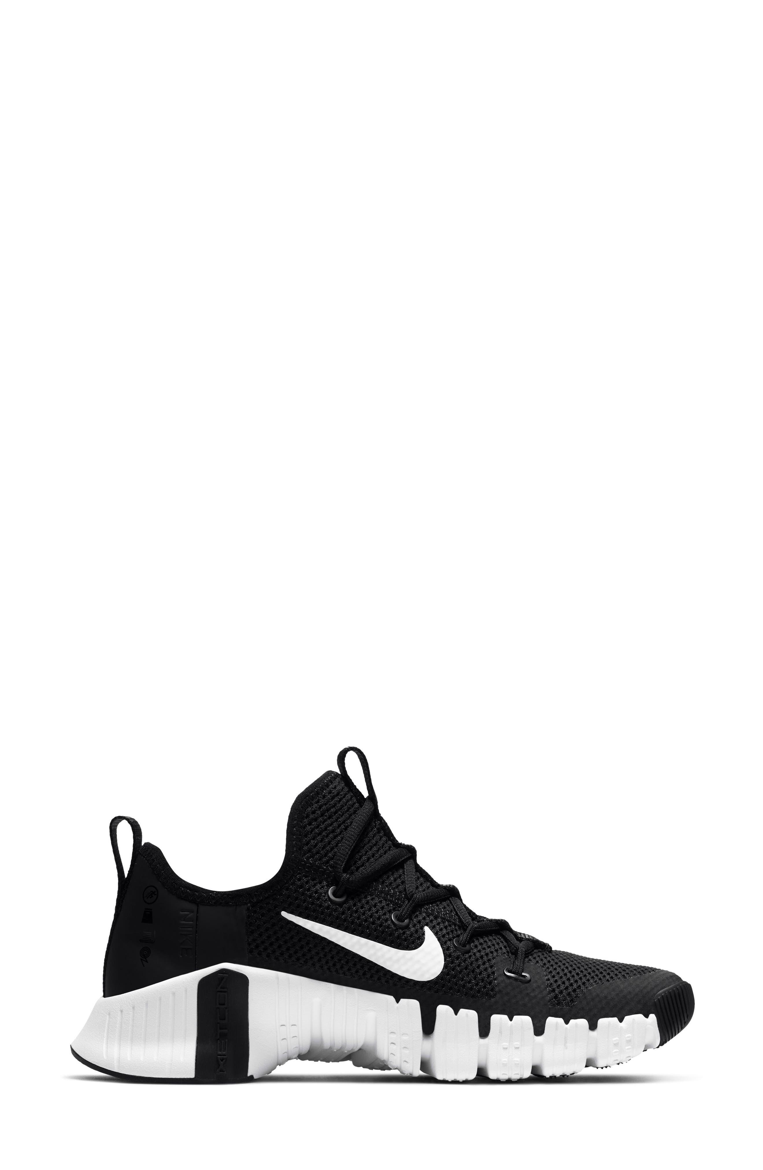 Free Metcon 3 Training Shoe, Alternate, color, BLACK/ WHITE/ VOLT