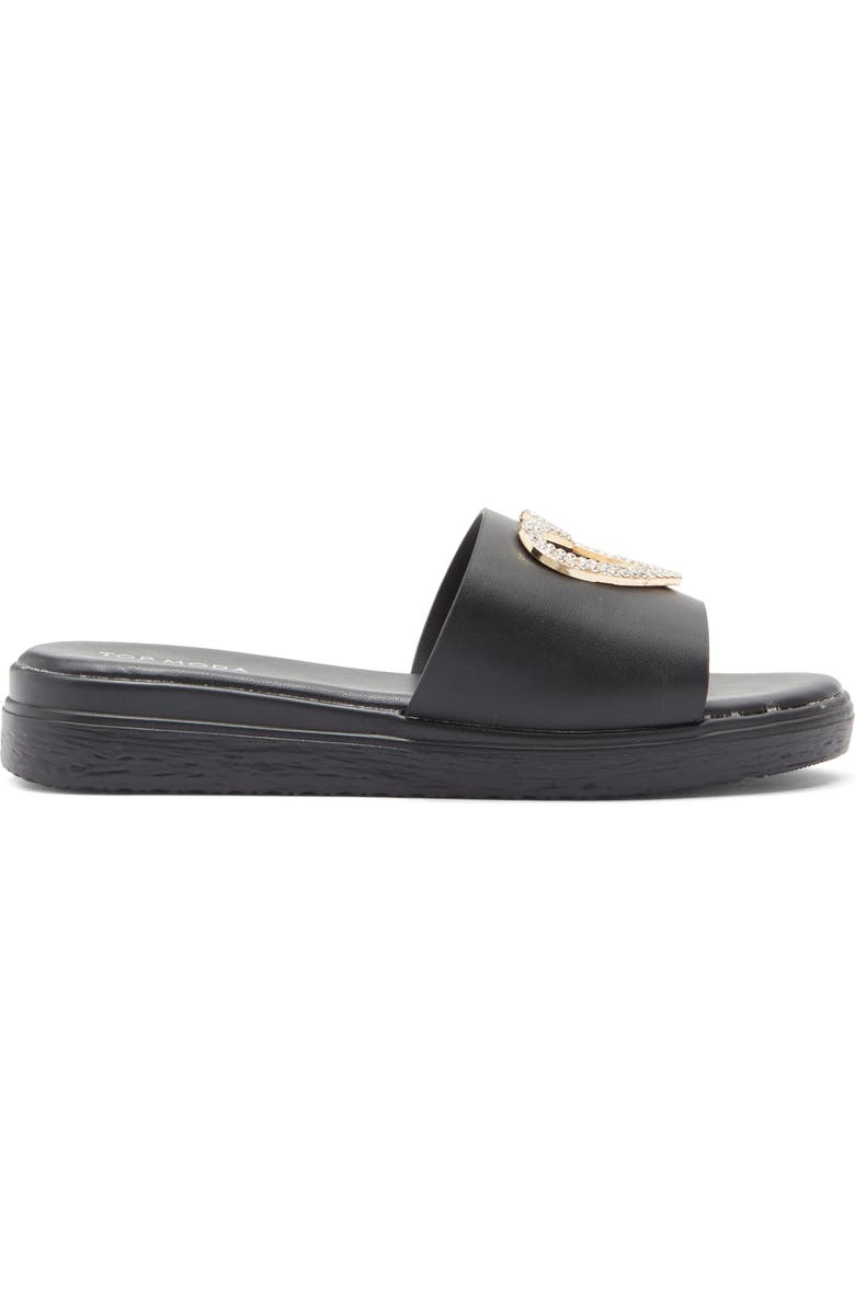 TOP MODA Genova Heart Slide Sandal, Alternate, color, Black Pu