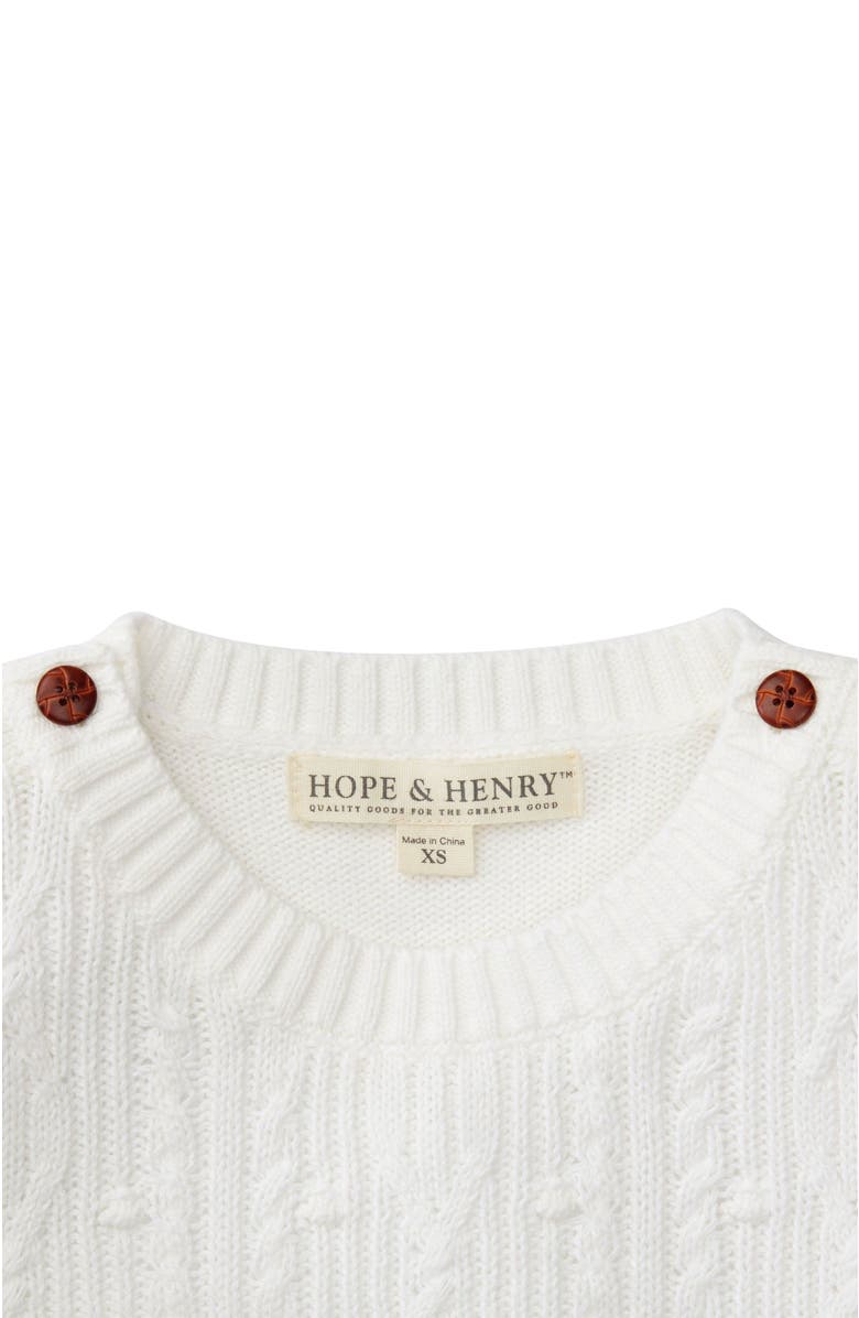 Hope & Henry Baby Girls' Cable Button Sweater, Infant, Alternate, color, White