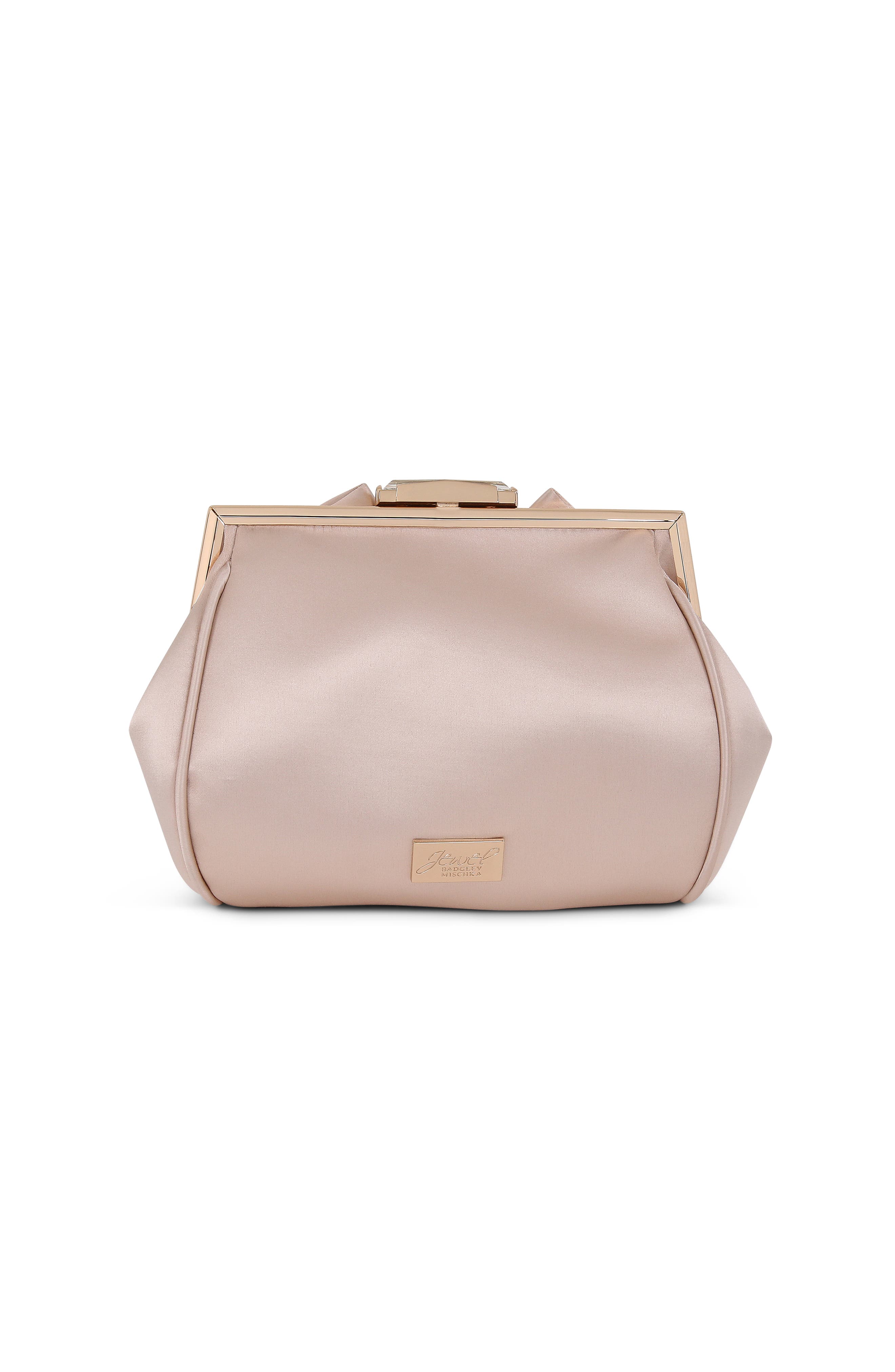 Jewel Badgley Mischka Mae Bow Pouch Clutch, Alternate, color, Champagne