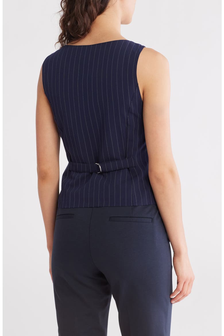 Pinstripe Fitted Button-Up Tank, Alternate, color, NAVY