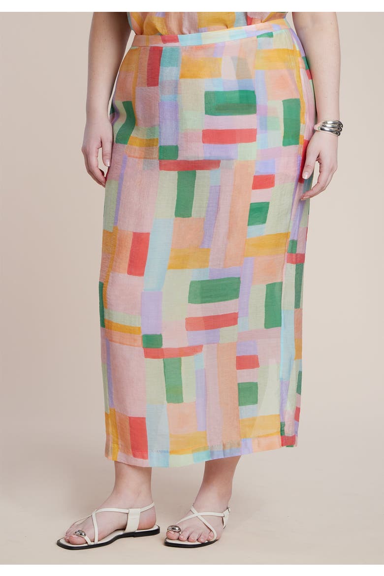 Sheer Printed Organza Skirt, Alternate, color, PAINTED GLASS