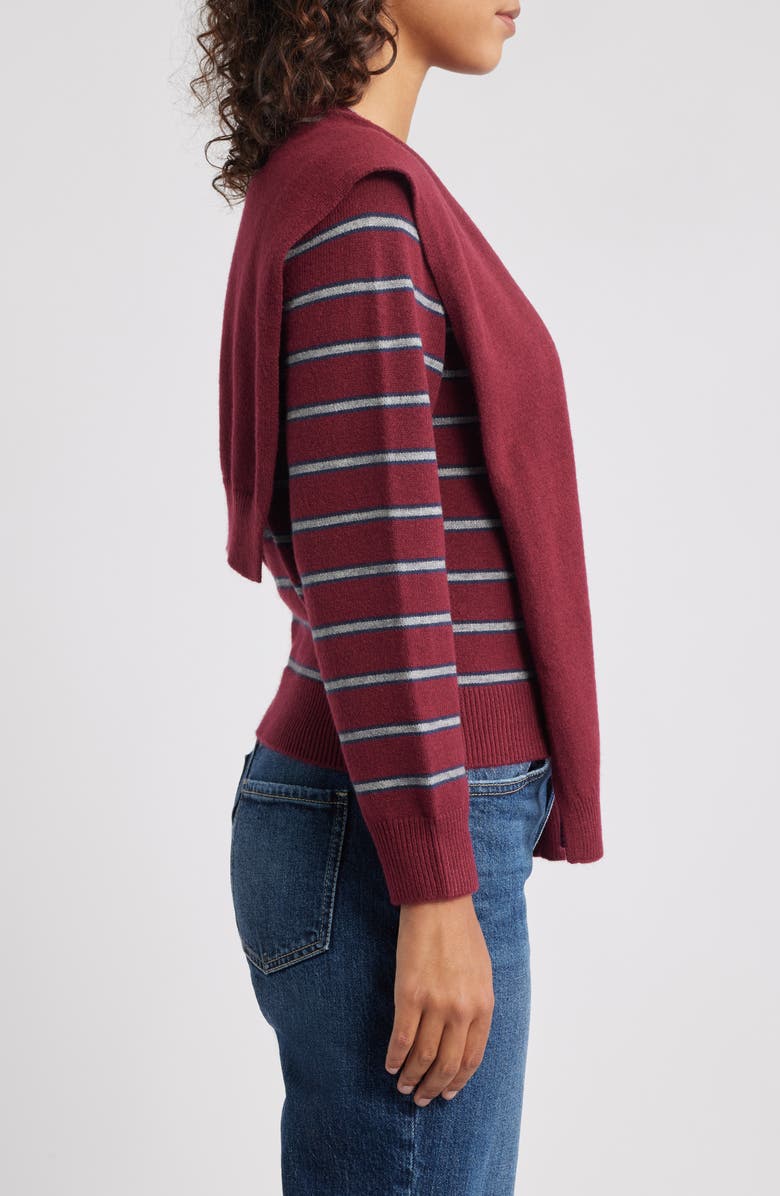 Wit & Wisdom Twofer Tie Sleeve Sweater, Alternate, color, Wine/ Grey Multi