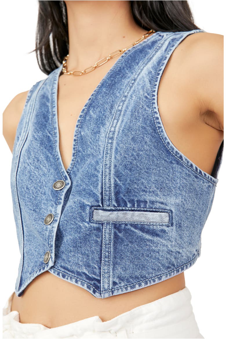 Untamed Denim Crop Vest, Alternate, color, MIDTOWN BLUE