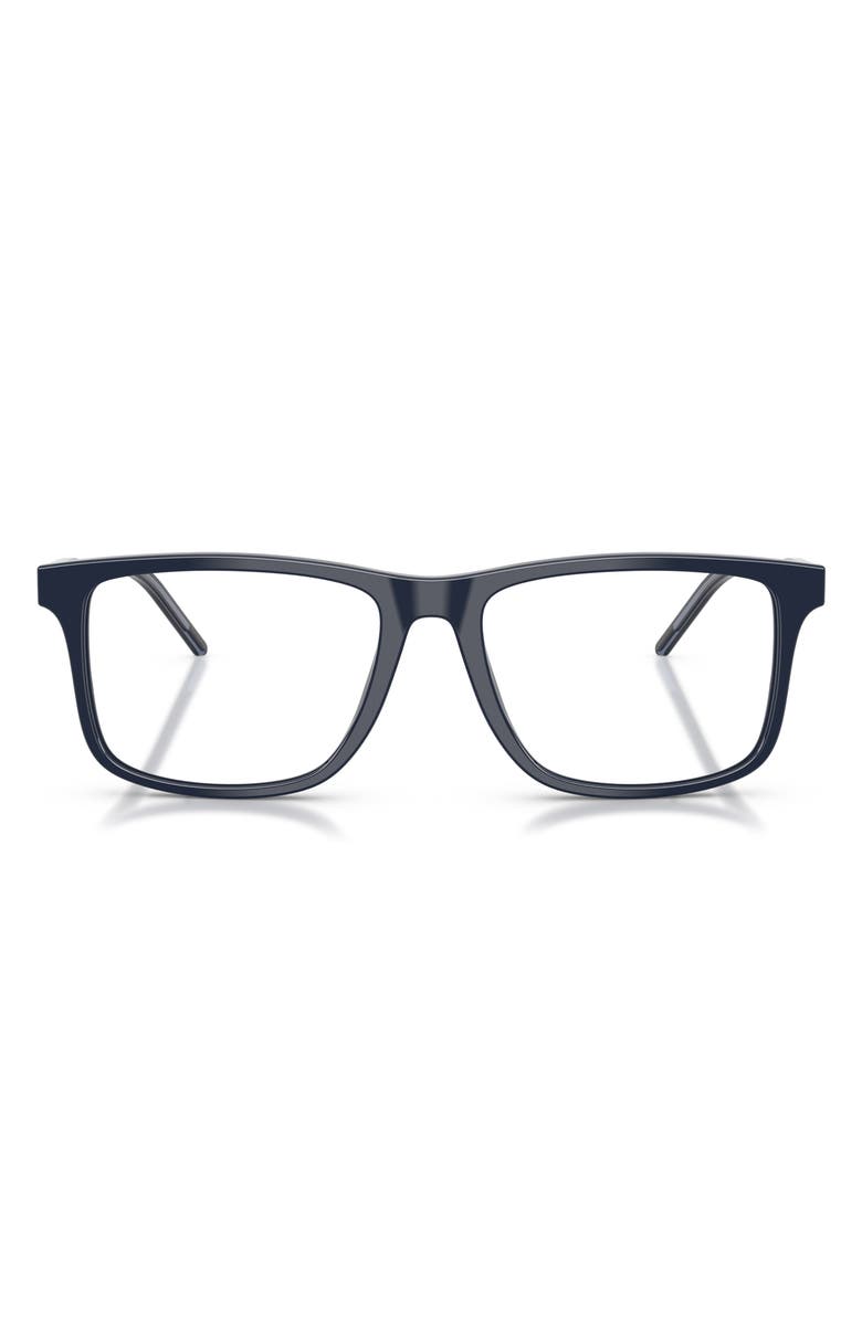 Emporio Armani 55mm Square Optical Glasses, Main, color, Shiny Blue / Demo Lens