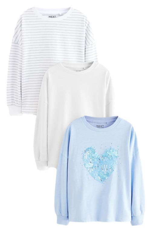 Shop Next Kids' Assorted 3-pack Cotton T-shirts In Blue/white Assorted