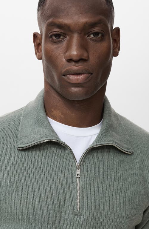 Mango Men's Zipper Collar Microstructure Sweater In Green