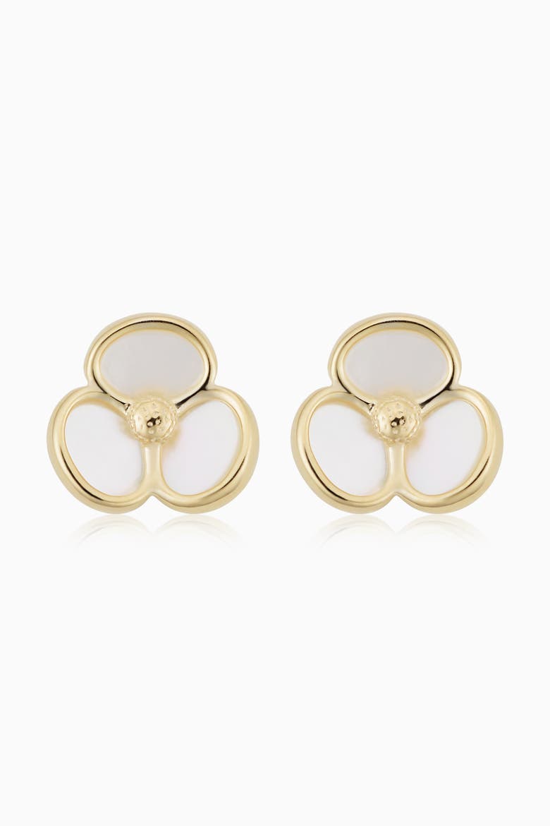 14K Yellow Gold Petals of Pearl Studs, Main, color, Yellow Gold
